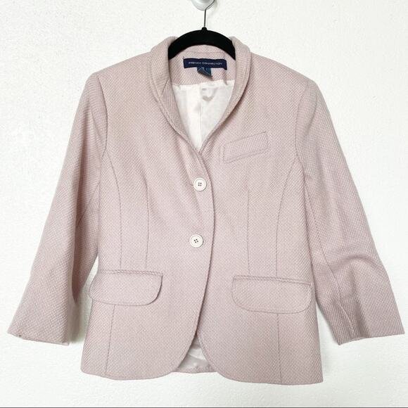 French Connection Wool Cropped Pale Pink Blazer Size 2 - Picture 1 of 7